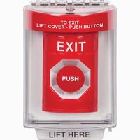 Safety Technology SS2034XT-EN | Red Indoor/Outdoor Flush Momentary Stopper Station with EXIT Label English