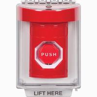 Safety Technology SS2038NT-EN | Red Indoor/Outdoor Flush Pneumatic (Illuminated) Stopper Station with No Text Label English