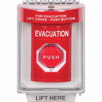 Safety Technology SS2039EV-EN | Red Indoor/Outdoor Flush Turn-to-Reset (Illuminated) Stopper Station with EVACUATION Label English