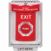 Safety Technology SS2041XT-EN | Red Indoor/Outdoor Flush with Horn Turn-to-Reset Stopper Station with EXIT Label English