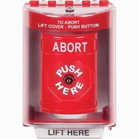 Safety Technology SS2070AB-EN | Red Indoor/Outdoor Surface Key-to-Reset Stopper Station with ABORT Label English