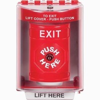 Safety Technology SS2070XT-EN | Red Indoor/Outdoor Surface Key-to-Reset Stopper Station with EXIT Label English