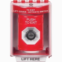 Safety Technology SS2073PX-EN | Red Indoor/Outdoor Surface Key-to-Activate Stopper Station with PUSH TO EXIT Label English