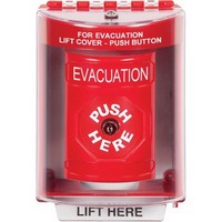 Safety Technology SS2080EV-EN | Red Indoor/Outdoor Surface with Horn Key-to-Reset Stopper Station with EVACUATION Label English