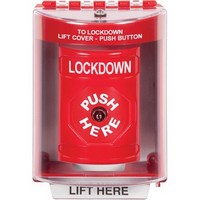 Safety Technology SS2080LD-EN | Red Indoor/Outdoor Surface with Horn Key-to-Reset Stopper Station with LOCKDOWN Label English
