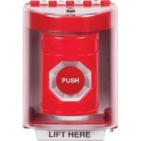 Safety Technology SS2084NT-EN | Red Indoor/Outdoor Surface with Horn Momentary Stopper Station with No Text Label English