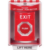 Safety Technology SS2084XT-EN | Red Indoor/Outdoor Surface with Horn Momentary Stopper Station with EXIT Label English
