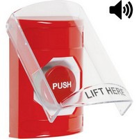Safety Technology SS20A4NT-EN | Red Indoor Only Flush or Surface with Horn Momentary Stopper Station with No Text Label English