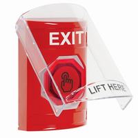 Safety Technology SS20A6XT-EN | Red Indoor Only Flush or Surface with Horn Momentary (Illuminated) with Red Lens Stopper Station with EXIT Label English