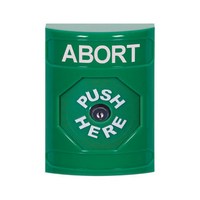 Safety Technology SS2100AB-EN | Green No Cover Key-to-Reset Stopper Station with ABORT Label English