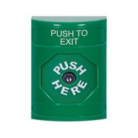Safety Technology SS2100PX-EN | Green No Cover Key-to-Reset Stopper Station with PUSH TO EXIT Label English