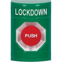 Safety Technology SS2101LD-EN | Green No Cover Turn-to-Reset Stopper Station with LOCKDOWN Label English