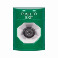 Safety Technology SS2103PX-EN | Green No Cover Key-to-Activate Stopper Station with PUSH TO EXIT Label English