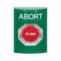 Safety Technology SS2104AB-EN | Green No Cover Momentary Stopper Station with ABORT Label English