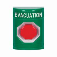 Safety Technology SS2105EV-EN | Green No Cover Momentary (Illuminated) Stopper Station with EVACUATION Label English