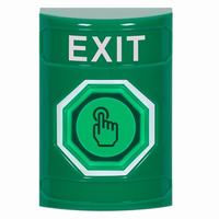 Safety Technology SS2106XT-EN | Green No Cover Momentary (Illuminated) with Green Lens Stopper Station with EXIT Label English