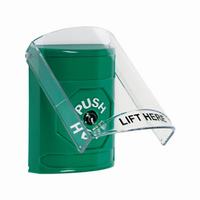 Safety Technology SS2120NT-EN | Green Indoor Only Flush or Surface Key-to-Reset Stopper Station with No Text Label English