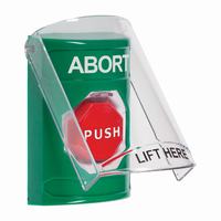 Safety Technology SS2122AB-EN | Green Indoor Only Flush or Surface Key-to-Reset (Illuminated) Stopper Station with ABORT Label English