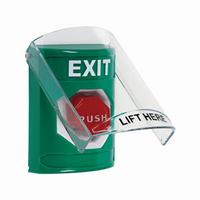 Safety Technology SS2122XT-EN | Green Indoor Only Flush or Surface Key-to-Reset (Illuminated) Stopper Station with EXIT Label English