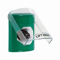 Safety Technology SS2123NT-EN | Green Indoor Only Flush or Surface Key-to-Activate Stopper Station with No Text Label English