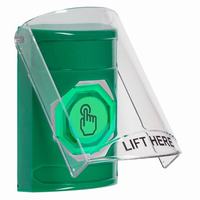Safety Technology SS2126NT-EN | Green Indoor Only Flush or Surface Momentary (Illuminated) with Green Lens Stopper Station with No Text Label English