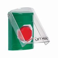 Safety Technology SS2129NT-EN | Green Indoor Only Flush or Surface Turn-to-Reset (Illuminated) Stopper Station with No Text Label English