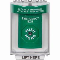 Safety Technology SS2130EX-EN | Green Indoor/Outdoor Flush Key-to-Reset Stopper Station with EMERGENCY EXIT Label English