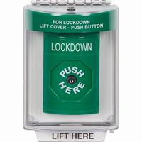 Safety Technology SS2130LD-EN | Green Indoor/Outdoor Flush Key-to-Reset Stopper Station with LOCKDOWN Label English