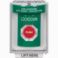 Safety Technology SS2131LD-EN | Green Indoor/Outdoor Flush Turn-to-Reset Stopper Station with LOCKDOWN Label English