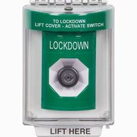 Safety Technology SS2133LD-EN | Green Indoor/Outdoor Flush Key-to-Activate Stopper Station with LOCKDOWN Label English