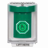 Safety Technology SS2137NT-EN | Green Indoor/Outdoor Flush Weather Resistant Momentary (Illuminated) with Green Lens Stopper Station with No Text Label English