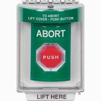 Safety Technology SS2139AB-EN | Green Indoor/Outdoor Flush Turn-to-Reset (Illuminated) Stopper Station with ABORT Label English