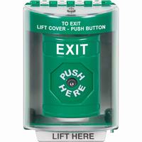 Safety Technology SS2170XT-EN | Green Indoor/Outdoor Surface Key-to-Reset Stopper Station with EXIT Label English