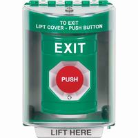 Safety Technology SS2181XT-EN | Green Indoor/Outdoor Surface with Horn Turn-to-Reset Stopper Station with EXIT Label English