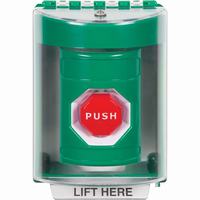 Safety Technology SS2185NT-EN | Green Indoor/Outdoor Surface with Horn Momentary (Illuminated) Stopper Station with No Text Label English