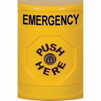Safety Technology SS2200EM-EN | Yellow No Cover Key-to-Reset Stopper Station with EMERGENCY Label English