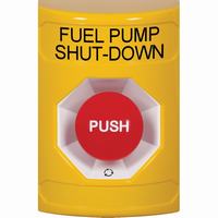 Safety Technology SS2201PS-EN | Yellow No Cover Turn-to-Reset Stopper Station with FUEL PUMP SHUT DOWN Label English