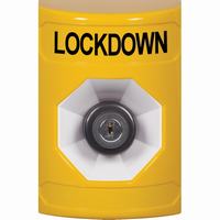 Safety Technology SS2203LD-EN | Yellow No Cover Key-to-Activate Stopper Station with LOCKDOWN Label English