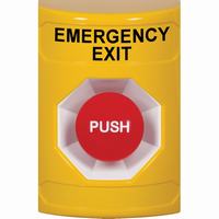 Safety Technology SS2204EX-EN | Yellow No Cover Momentary Stopper Station with EMERGENCY EXIT Label English