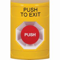 Safety Technology SS2204PX-EN | Yellow No Cover Momentary Stopper Station with PUSH TO EXIT Label English