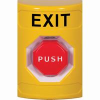 Safety Technology SS2205XT-EN | Yellow No Cover Momentary (Illuminated) Stopper Station with EXIT Label English