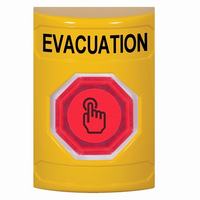 Safety Technology SS2206EV-EN | Yellow No Cover Momentary (Illuminated) with Red Lens Stopper Station with EVACUATION Label English