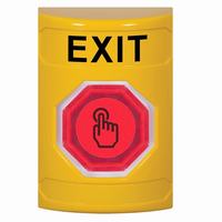 Safety Technology SS2206XT-EN | Yellow No Cover Momentary (Illuminated) with Red Lens Stopper Station with EXIT Label English