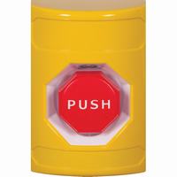 Safety Technology SS2208NT-EN | Yellow No Cover Pneumatic (Illuminated) Stopper Station with No Text Label English