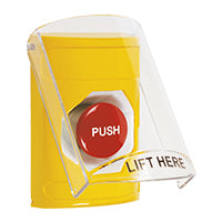 Safety Technology SS2224NT-EN | Yellow Indoor Only Flush or Surface Momentary Stopper Station with No Text Label English