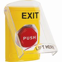 Safety Technology SS2225XT-EN | Yellow Indoor Only Flush or Surface Momentary (Illuminated) Stopper Station with EXIT Label English