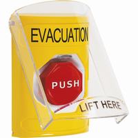 Safety Technology SS2228EV-EN | Yellow Indoor Only Flush or Surface Pneumatic (Illuminated) Stopper Station with EVACUATION Label English