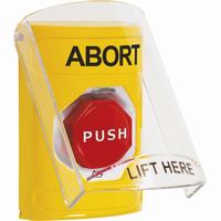 Safety Technology SS2229AB-EN | Yellow Indoor Only Flush or Surface Turn-to-Reset (Illuminated) Stopper Station with ABORT Label English