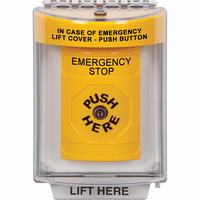 Safety Technology SS2230ES-EN | Yellow Indoor/Outdoor Flush Key-to-Reset Stopper Station with EMERGENCY STOP Label English