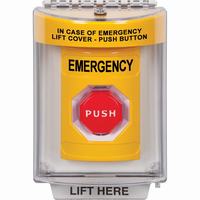 Safety Technology SS2238EM-EN | Yellow Indoor/Outdoor Flush Pneumatic (Illuminated) Stopper Station with EMERGENCY Label English